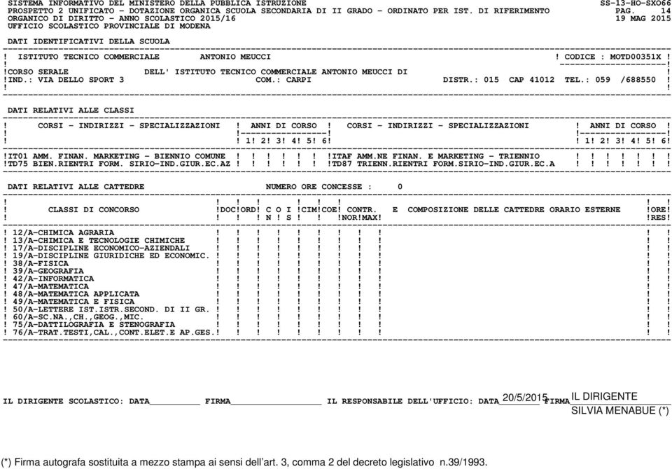 2! 3! 4! 5! 6!!IT01 AMM. FINAN. MARKETING - BIENNIO COMUNE!ITAF AMM.NE FINAN. E MARKETING - TRIENNIO!!TD75 BIEN.RIENTRI FORM. SIRIO-IND.GIUR.EC.AZ!TD87 TRIENN.RIENTRI FORM.SIRIO-IND.GIUR.EC.A!! N! S!NOR!