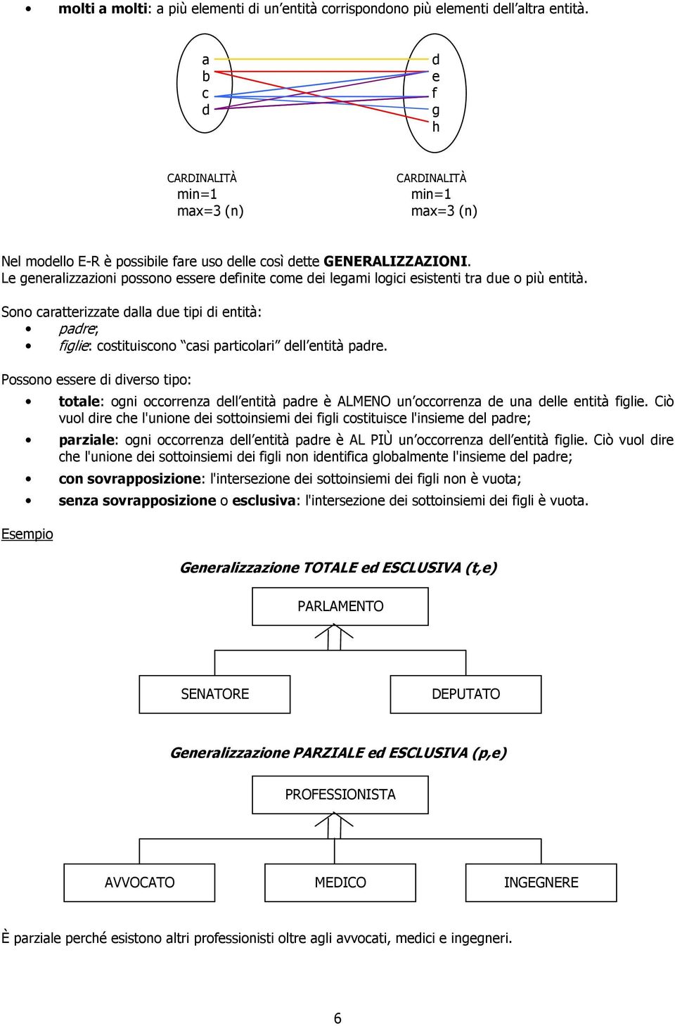 Le generalizzazioni possono essere definite come dei legami logici esistenti tra due o più entità.