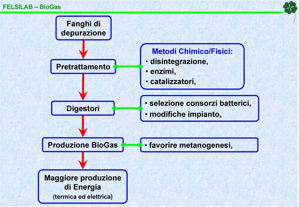 consorzi batterici, modifiche impianto, Produzione BioGas