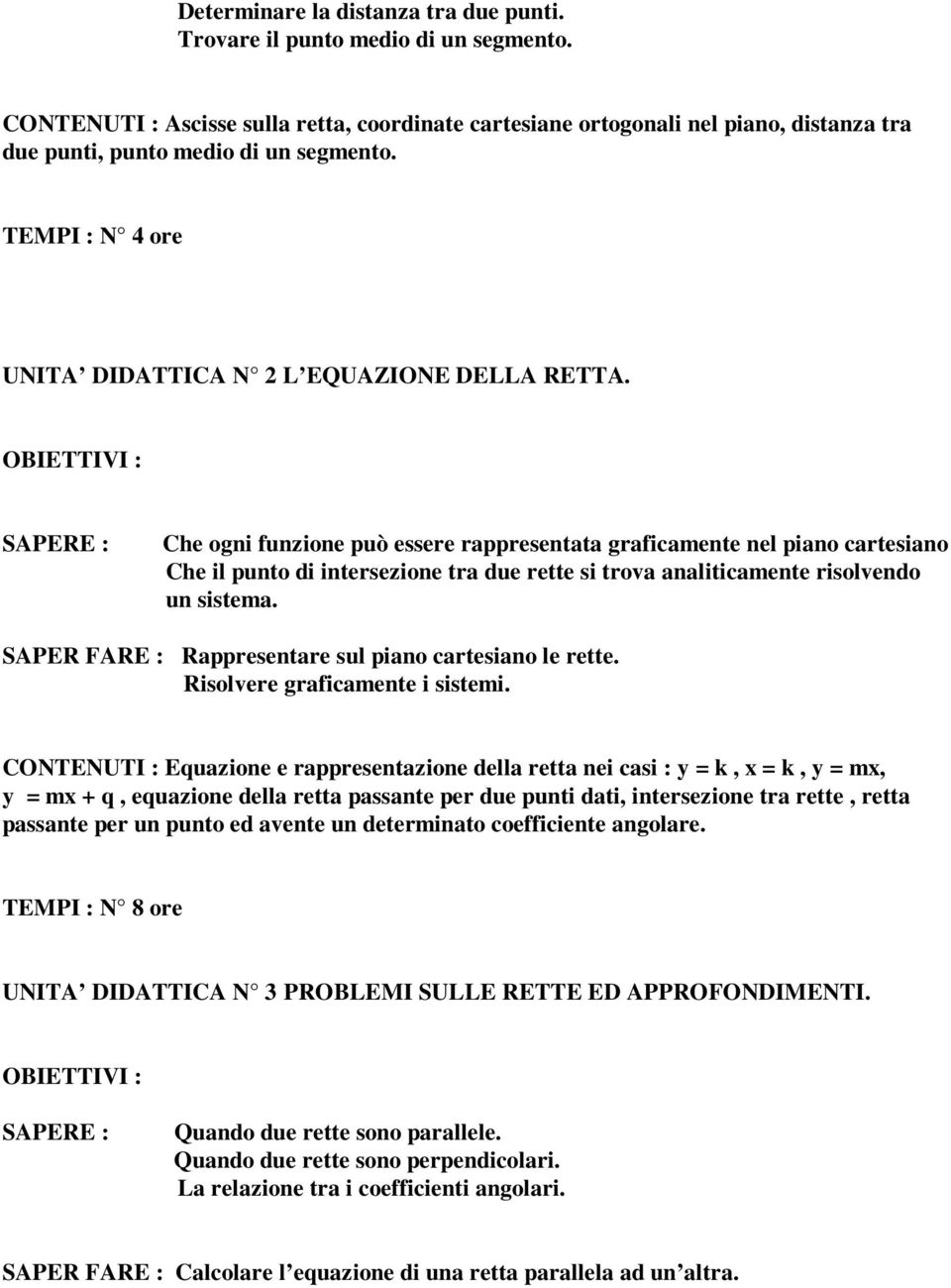 Che ogni funzione può essere rappresentata graficamente nel piano cartesiano Che il punto di intersezione tra due rette si trova analiticamente risolvendo un sistema.