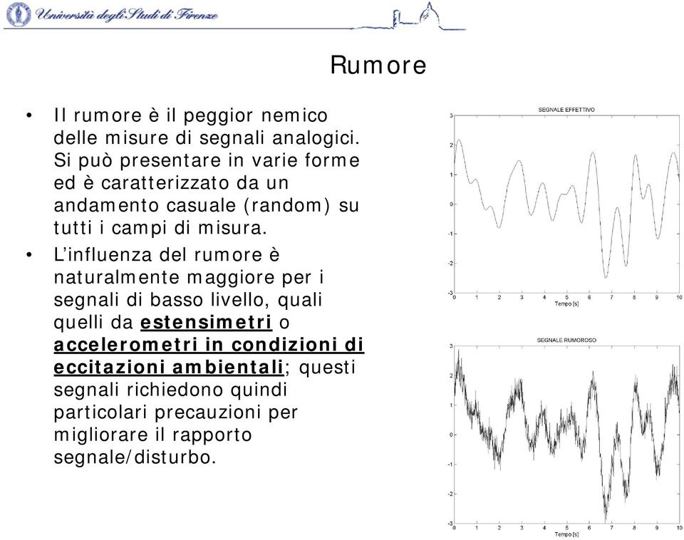 L influenza del rumore è naturalmente maggiore per i segnali di basso livello, quali quelli da estensimetri o