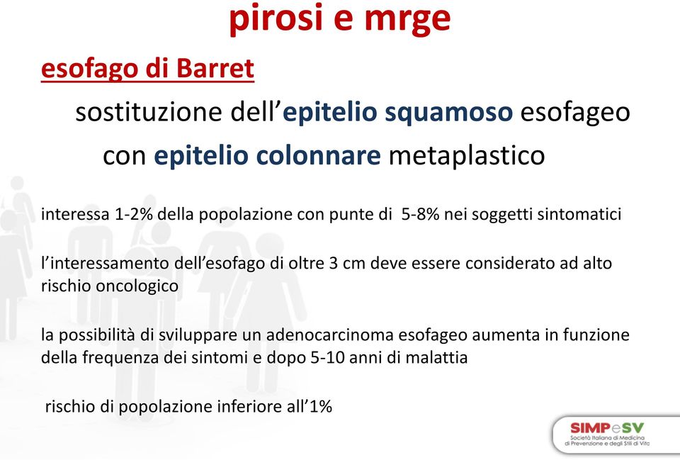 deve essere considerato ad alto rischio oncologico la possibilità di sviluppare un adenocarcinoma esofageo