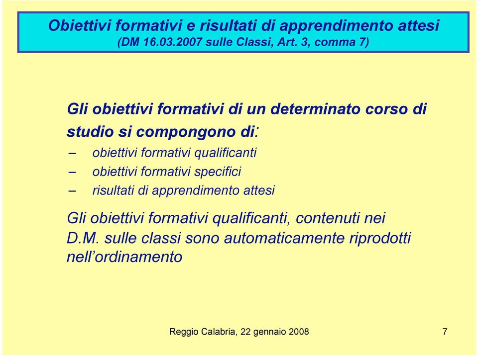 formativi qualificanti obiettivi formativi specifici risultati di apprendimento attesi Gli obiettivi