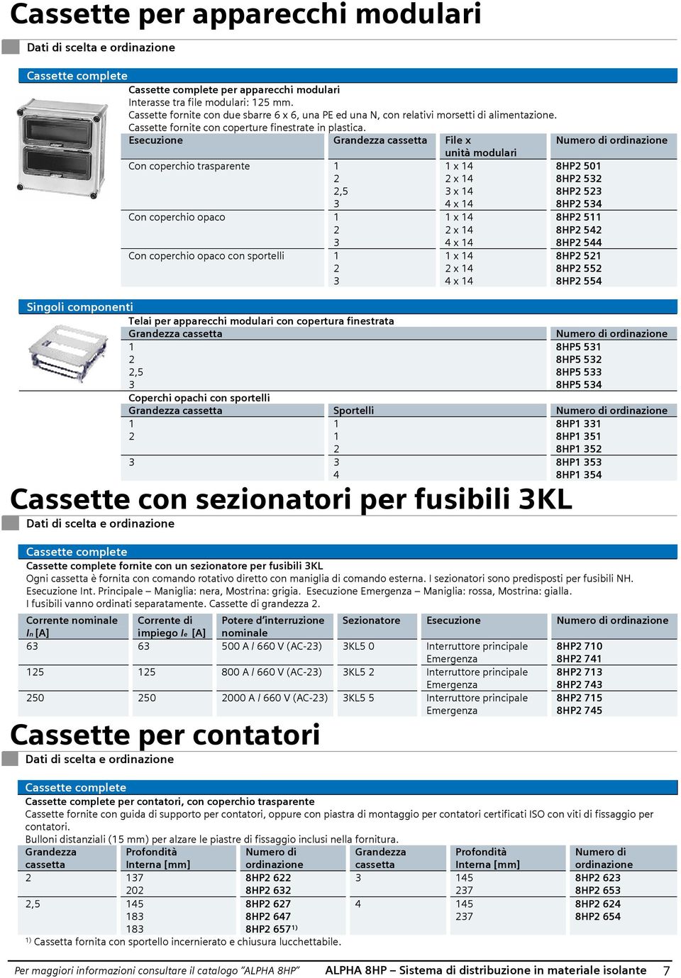 Grandezza cassetta File x unità modulari Con coperchio trasparente 1 1 x 14 8HP2 501 2 2 x 14 8HP2 532 2,5 3 x 14 8HP2 523 3 4 x 14 8HP2 534 Con coperchio opaco 1 1 x 14 8HP2 511 2 2 x 14 8HP2 542 3