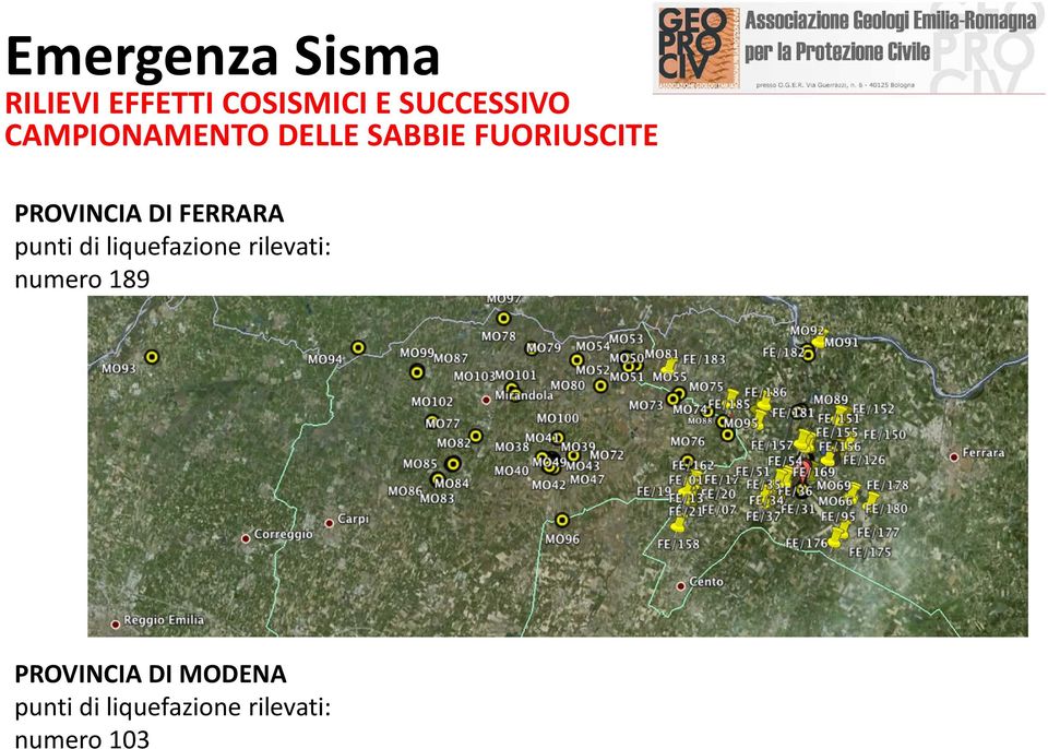 DI FERRARA punti di liquefazione rilevati: numero