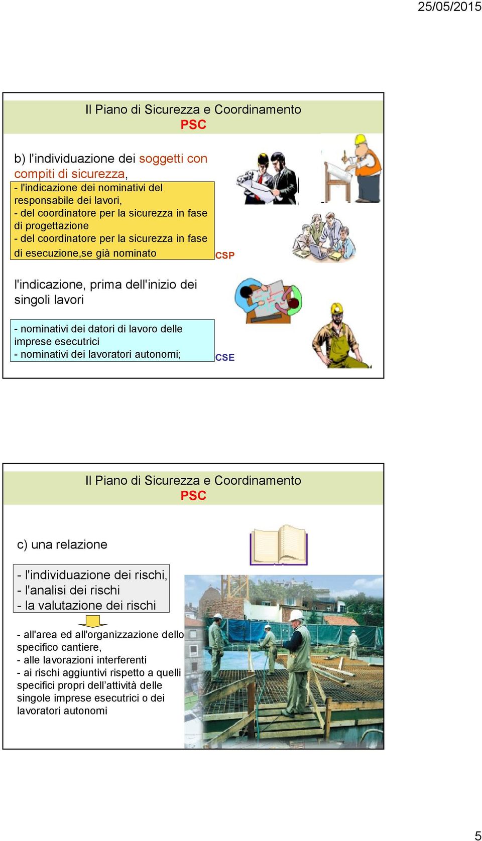 imprese esecutrici - nominativi dei lavoratori autonomi; CSE c) una relazione - l'individuazione dei rischi, - l'analisi dei rischi - la valutazione dei rischi - all'area ed