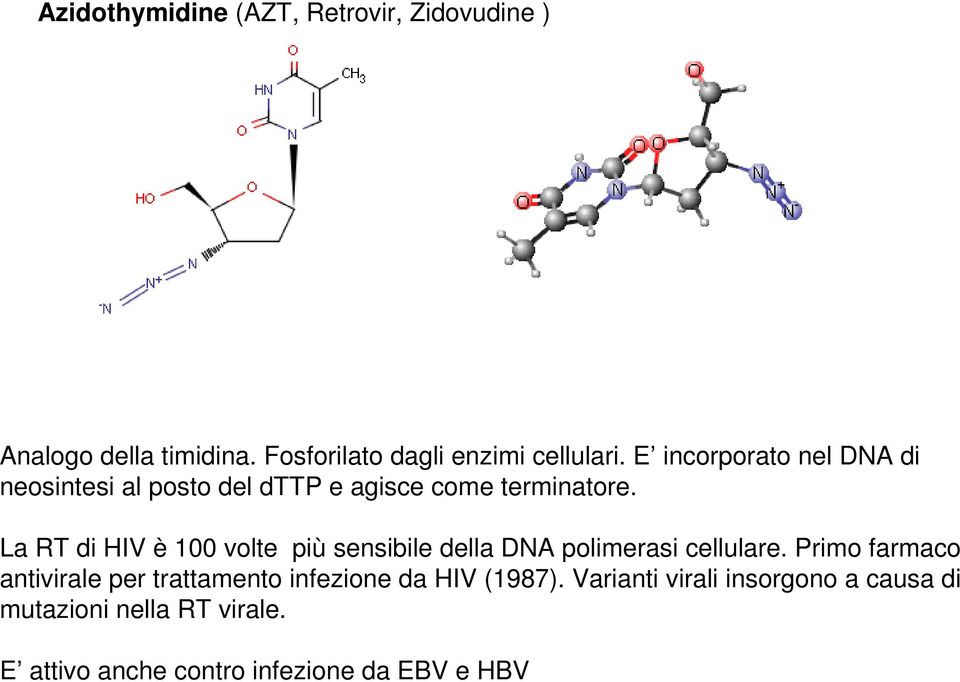 La RT di HIV è 100 volte più sensibile della DNA polimerasi cellulare.