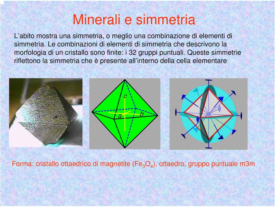 Le combinazioni di elementi di simmetria che descrivono la morfologia di un cristallo sono finite: i
