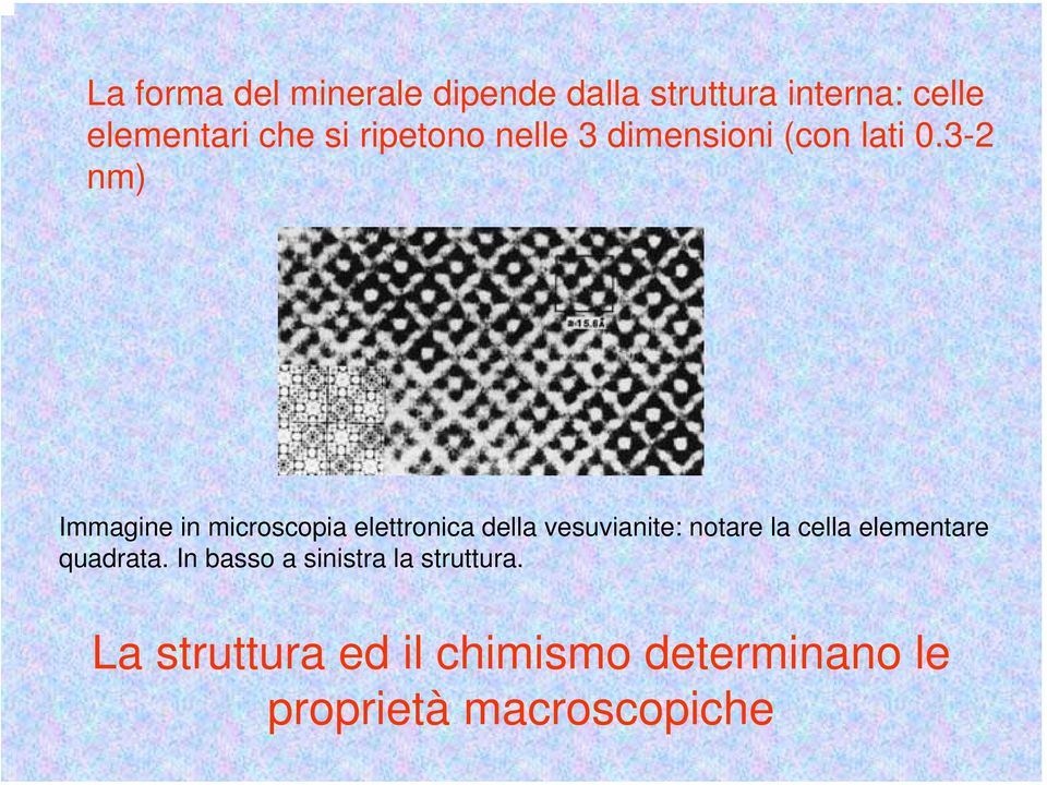 3-2 nm) Immagine in microscopia elettronica della vesuvianite: notare la cella