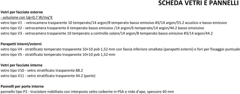 2 basso emsissivo vetro tipo V3 - vetrocamera trasparente 10 temperato a controllo solare/14 argon/8 temperato basso emissivo #3/14 argon/44.