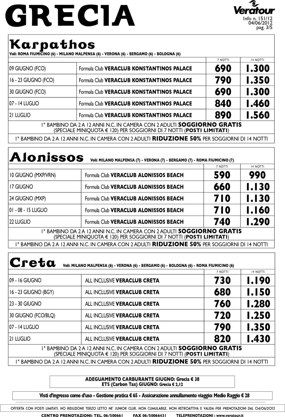 300 07-14 LUGLIO Formula Club veraclub konstantinos palace 840 1.460 21 LUGLIO Formula Club veraclub konstantinos palace 890 1.