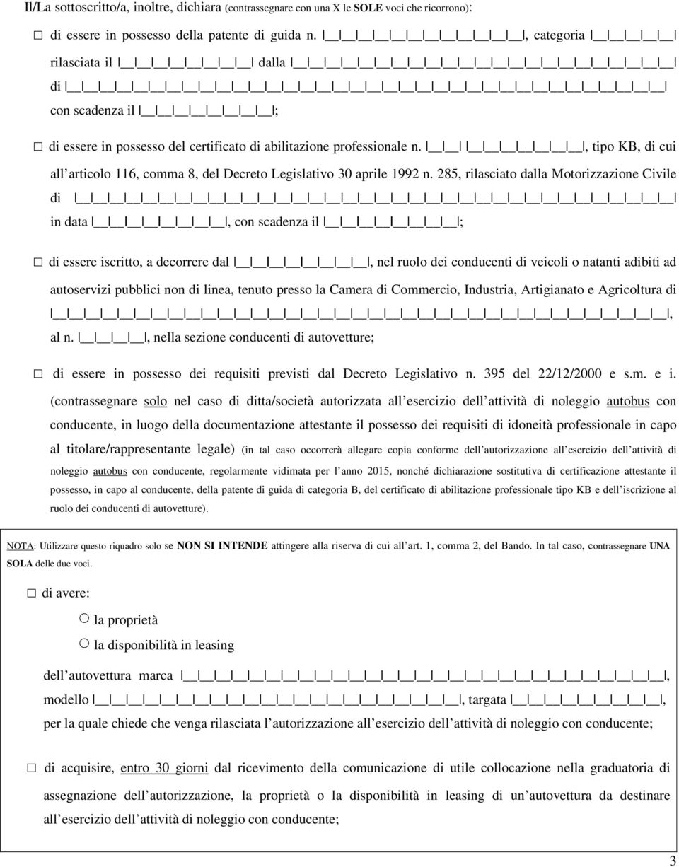 , tipo KB, di cui all articolo 116, comma 8, del Decreto Legislativo 30 aprile 1992 n.