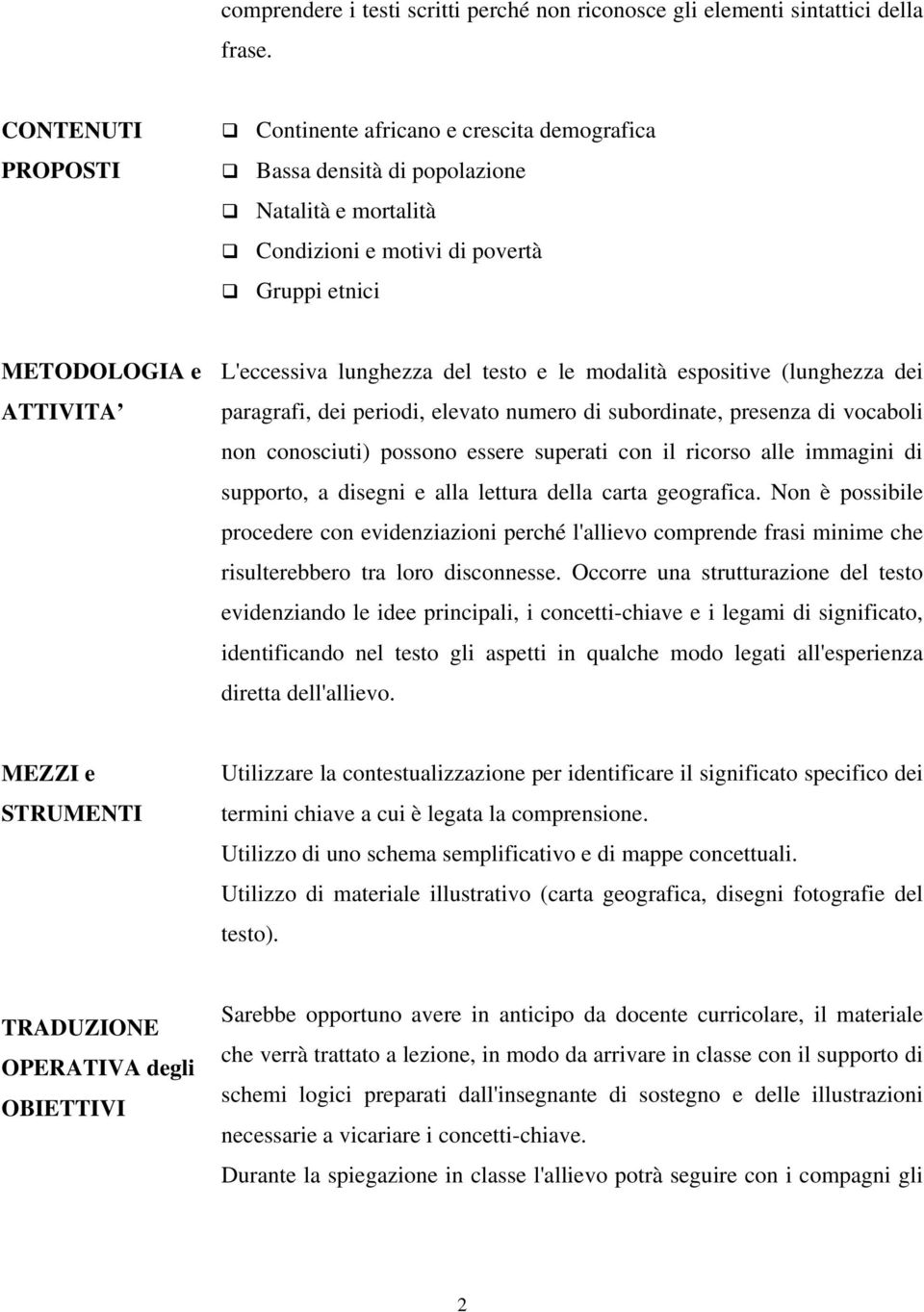 lunghezza del testo e le modalità espositive (lunghezza dei paragrafi, dei periodi, elevato numero di subordinate, presenza di vocaboli non conosciuti) possono essere superati con il ricorso alle