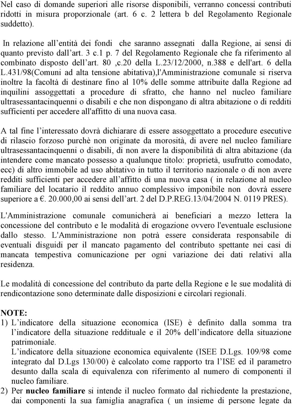 80,c.20 della L.23/12/2000, n.388 e dell'art. 6 della L.