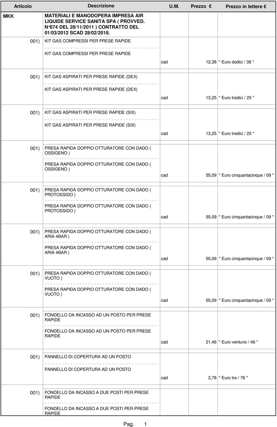 CON DADO ( OSSIGENO ) 55,09 * Euro cinquantacinque / 09 * PRESA RAPIDA DOPPIO OTTURATORE CON DADO ( PROTOSSIDO ) PRESA RAPIDA DOPPIO OTTURATORE CON DADO ( PROTOSSIDO ) 55,09 * Euro cinquantacinque /