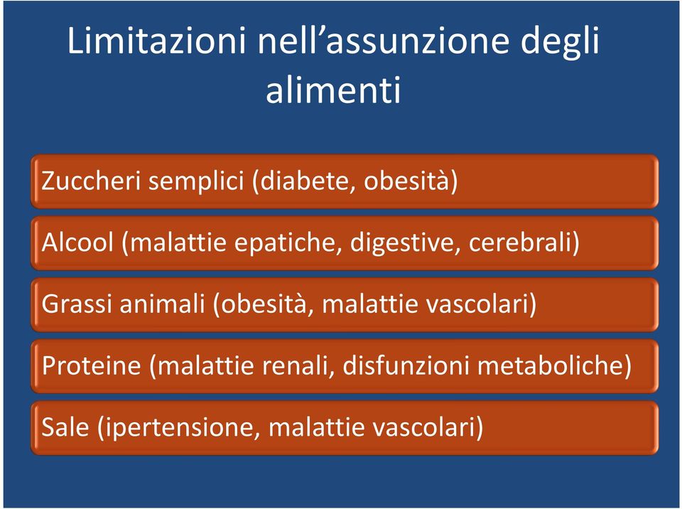 cerebrali) Grassi animali (obesità, malattie vascolari) Proteine