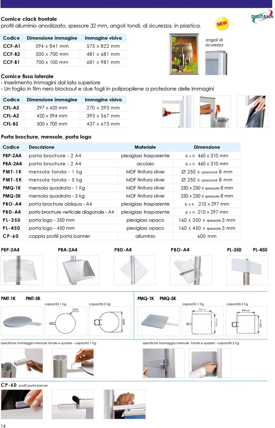 immagini dal lato superiore - Un foglio in film nero blockout e due fogli in polipropilene a protezione delle immagini Dimensione immagine Immagine visiva CFL-A3 297 x 420 mm 270 x 393 mm CFL-A2 420