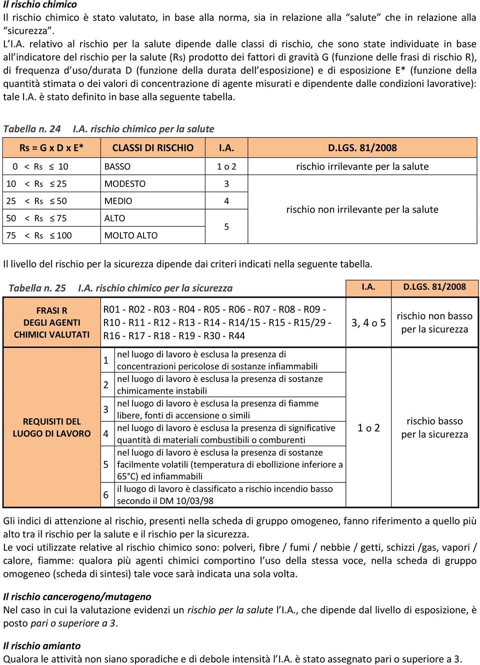 frasi di rischio R), di frequenza d uso/durata D (funzione della durata dell esposizione) e di esposizione E* (funzione della quantità stimata o dei valori di concentrazione di agente misurati e