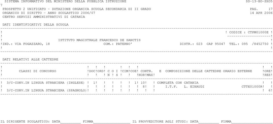 ! ISTITUTO MAGISTRALE FRANCESCO DE SANCTIS!!IND.: VIA FOGAZZARO, 18 COM.: PATERNO' DISTR.