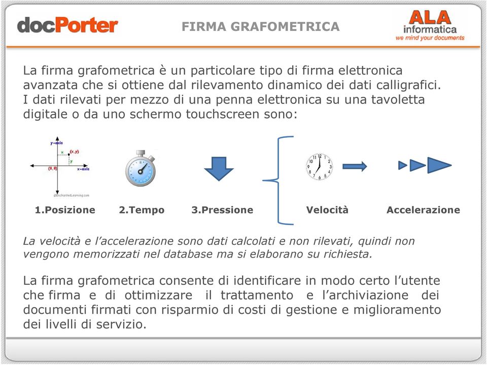 Pressione Velocità Accelerazione La velocità e l accelerazione sono dati calcolati e non rilevati, quindi non vengono memorizzati nel database ma si elaborano su