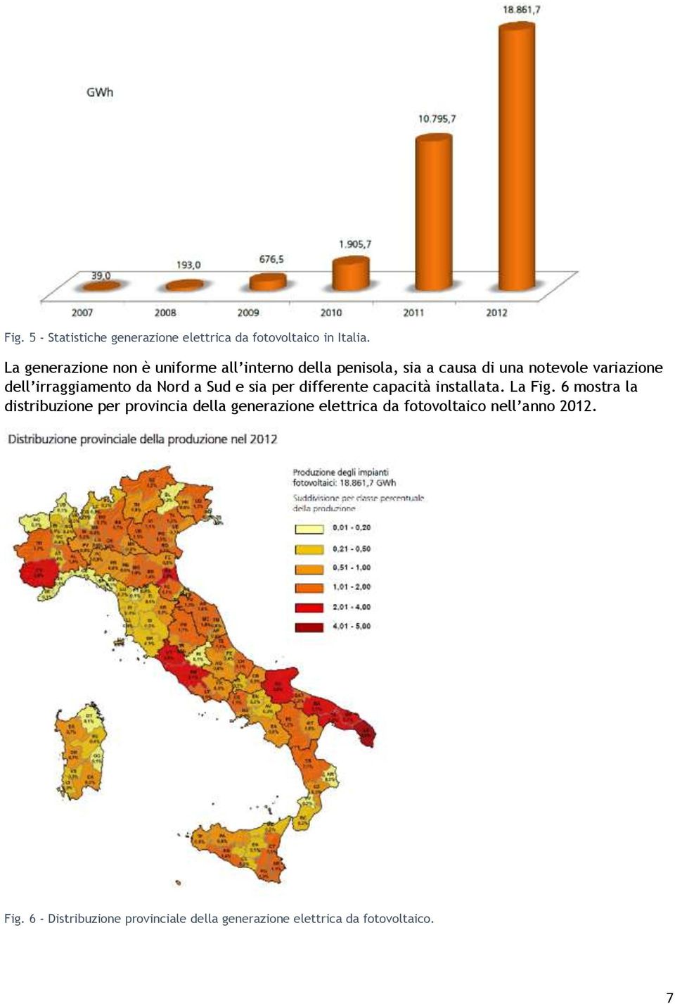 irraggiamento da Nord a Sud e sia per differente capacità installata. La Fig.