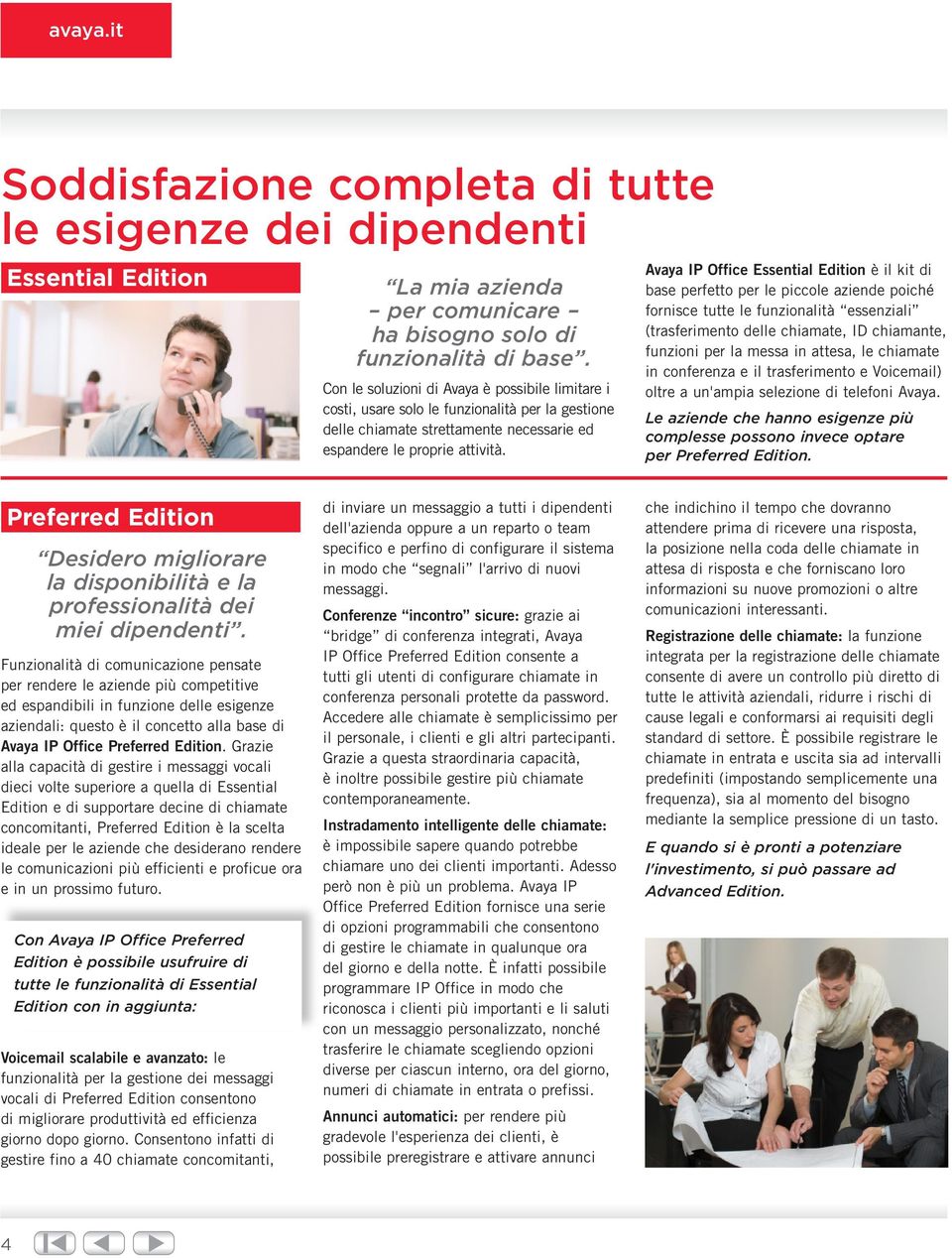 Avaya IP Office Essential Edition è il kit di base perfetto per le piccole aziende poiché fornisce tutte le funzionalità essenziali (trasferimento delle chiamate, ID chiamante, funzioni per la messa