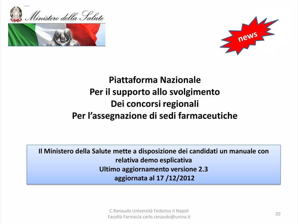 Salute mette a disposizione dei candidati un manuale con relativa demo