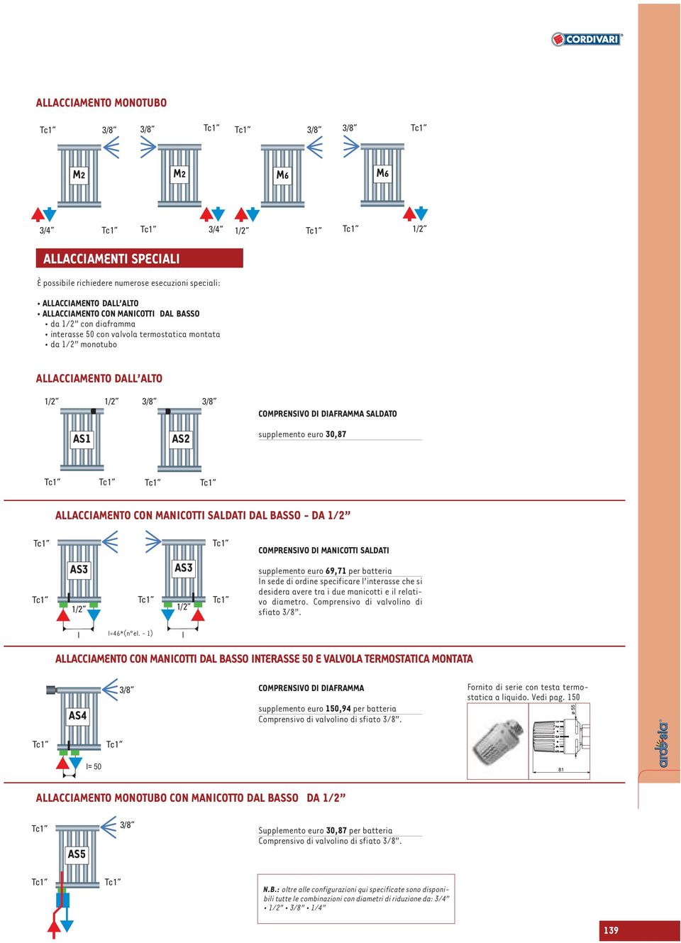 MANICOTTI SALDATI DAL BASSO - DA 1/2 AS3 1/2 AS3 1/2 COMPRENSIVO DI MANICOTTI SALDATI supplemento euro 9,71 per batteria In sede di ordine specificare l interasse che si desidera avere tra i due