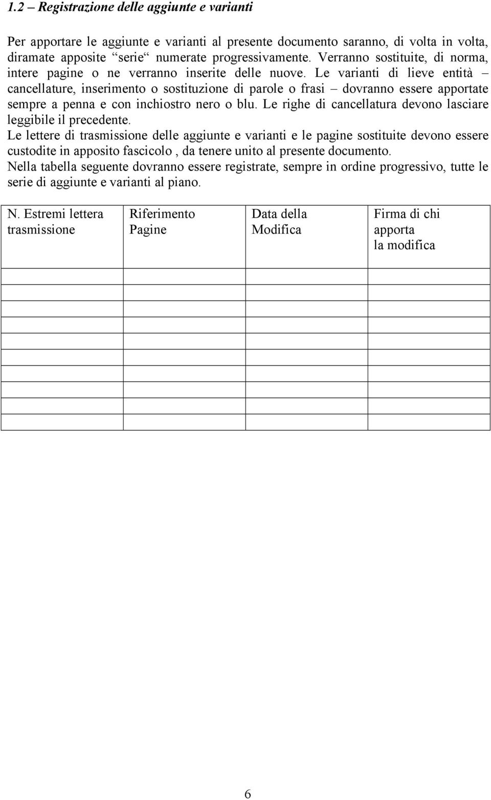 Le varianti di lieve entità cancellature, inserimento o sostituzione di parole o frasi dovranno essere apportate sempre a penna e con inchiostro nero o blu.