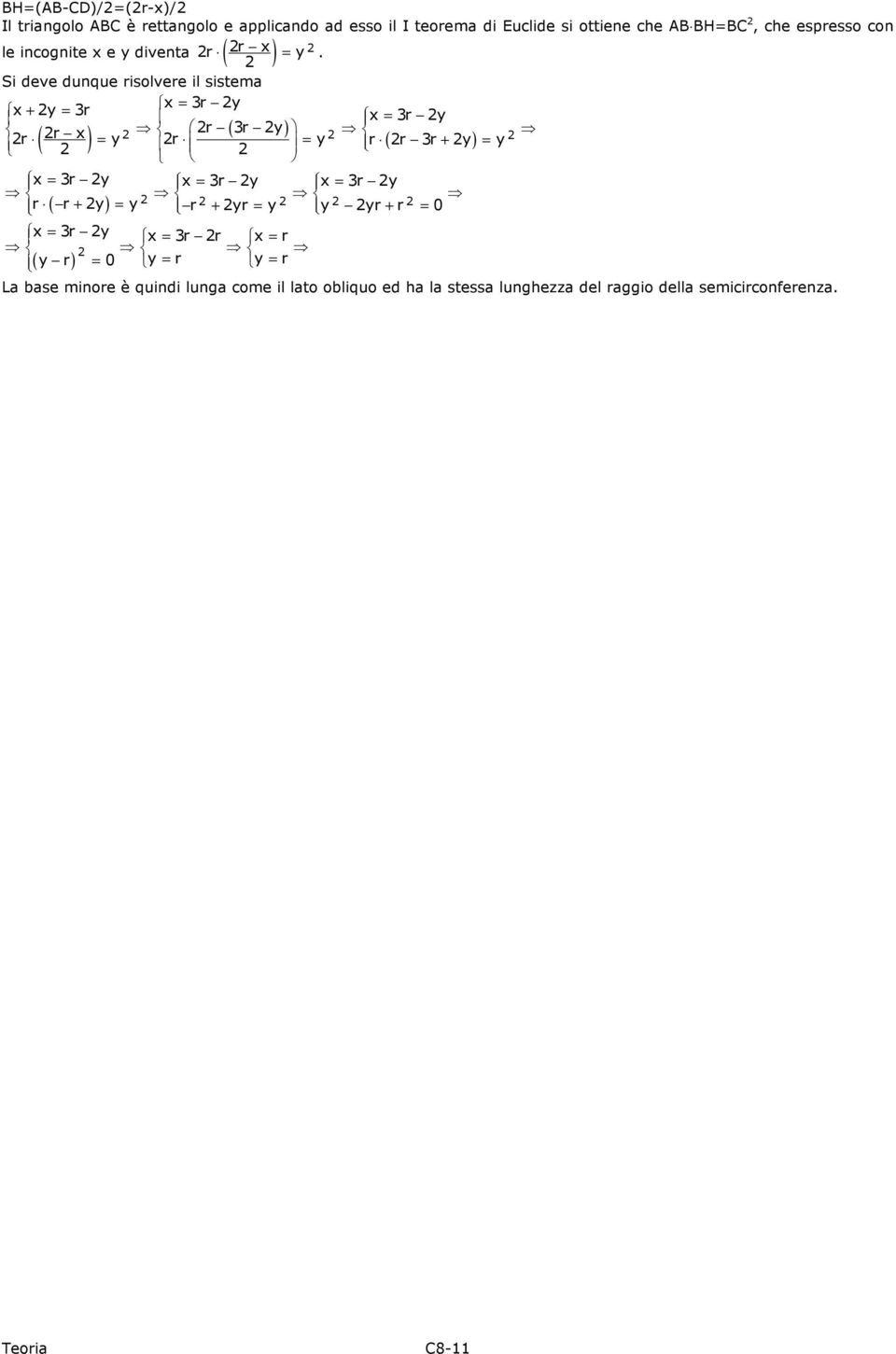 Si deve dunque isolvee il sistema x = y x + y = x = y x ( y) ( ) = y = y ( + y) = y x = y x = y x = y ( y) y