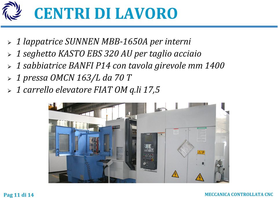 sabbiatrice BANFI P14 con tavola girevole mm 1400 1 pressa