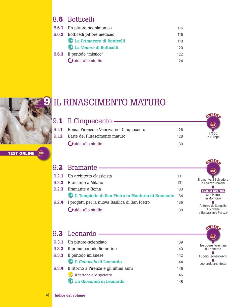 2.2 Bramante a Milano 131 9.2.3 Bramante a Roma 133 l Tempietto di San Pietro in Montorio di Bramante 134 9.2.4 progetti per la nuova Basilica di San Pietro 136 uida allo studio 138 Bramante: il Belvedere e i palazzi romani San Pietro in Montorio Antonio da Sangallo il Giovane e Baldassarre Peruzzi 9.