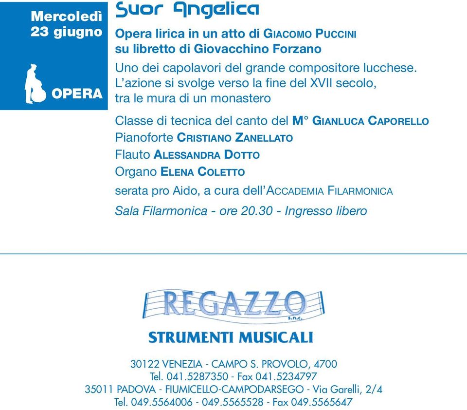 Flauto ALESSANDRA DOTTO Organo ELENA COLETTO serata pro Aido, a cura dell ACCADEMIA FILARMONICA Sala Filarmonica - ore 20.