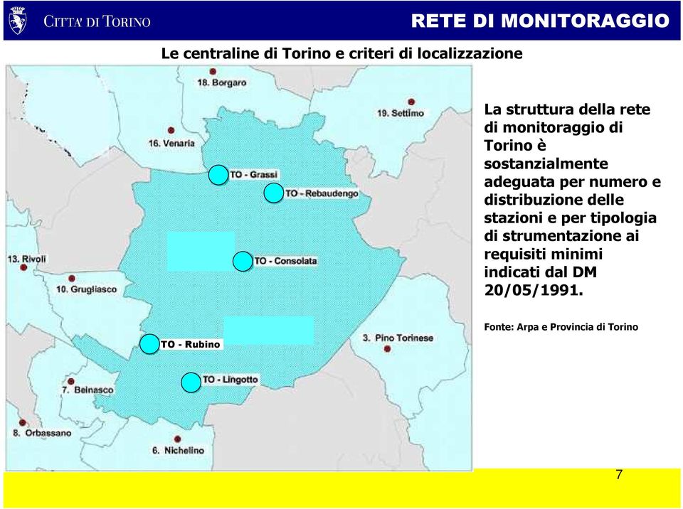 numero e distribuzione delle stazioni e per tipologia di strumentazione ai