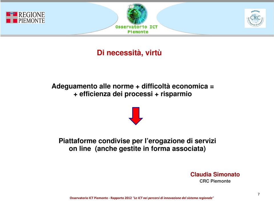 Piattafrme cndivise per l ergazine di servizi n line