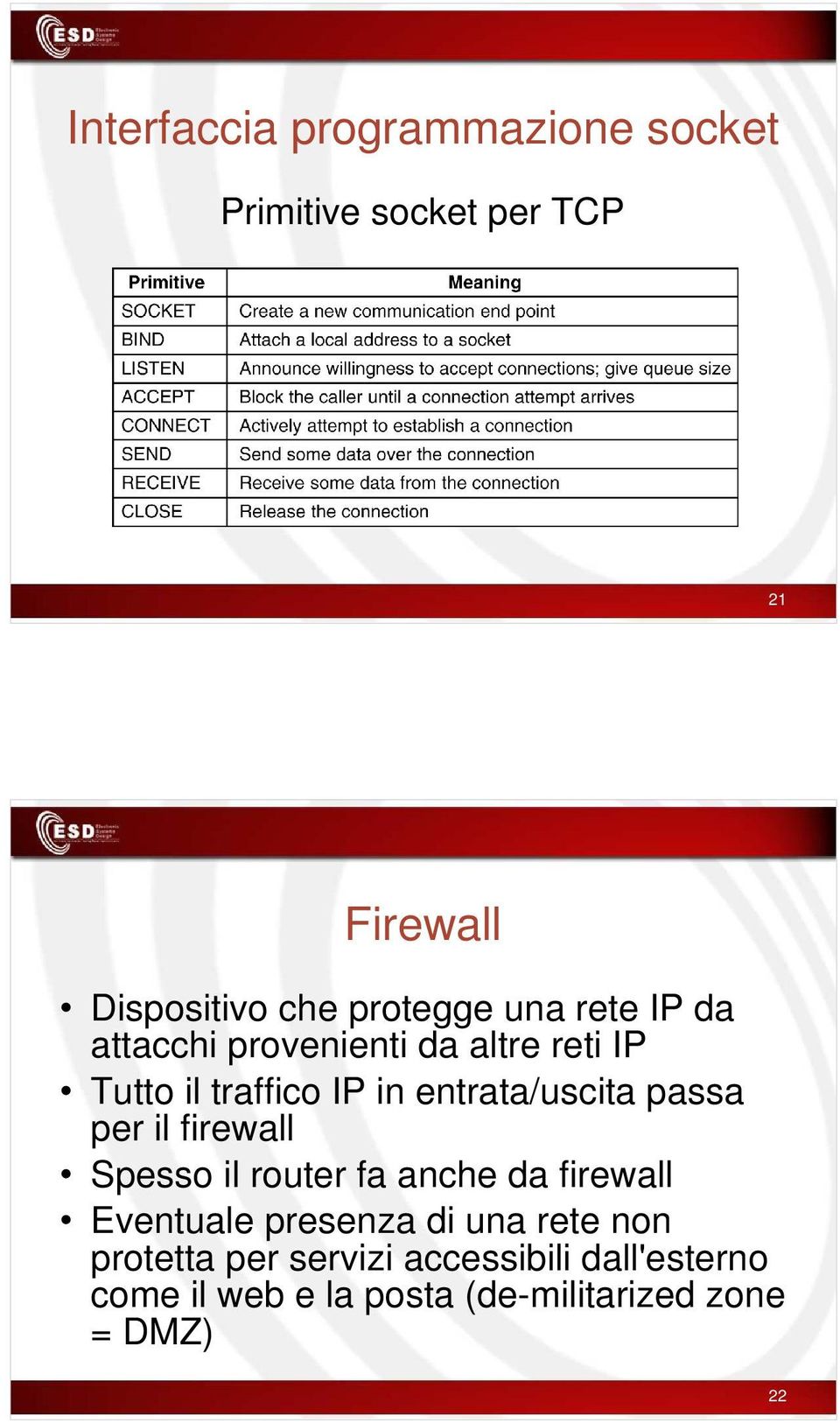 passa per il firewall Spesso il router fa anche da firewall Eventuale presenza di una rete non