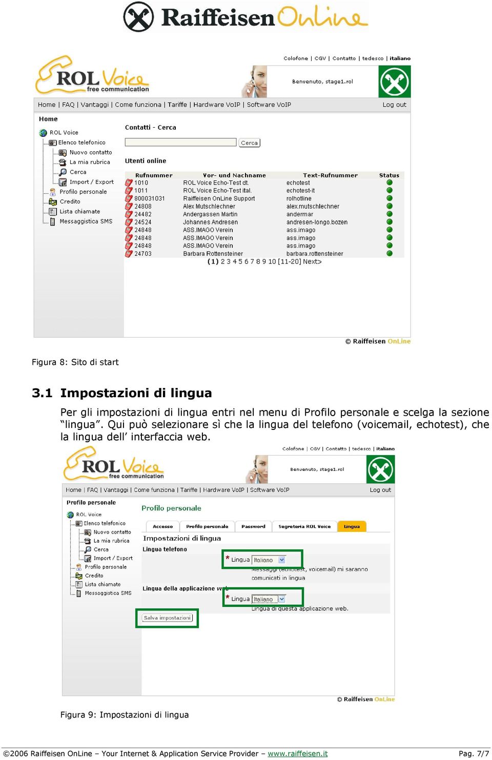 scelga la sezione lingua.