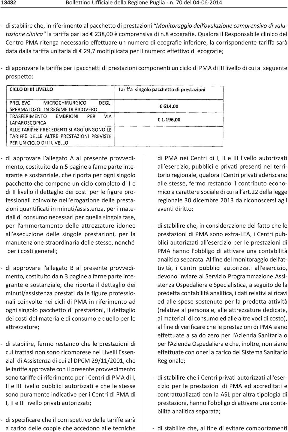 Qualora il Responsabile clinico del Centro PMA ritenga necessario effettuare un numero di ecografie inferiore, la corrispondente tariffa sarà data dalla tariffa unitaria di 29,7 moltiplicata per il