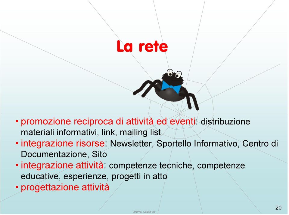 Informativo, Centro di Documentazione, Sito integrazione attività: competenze