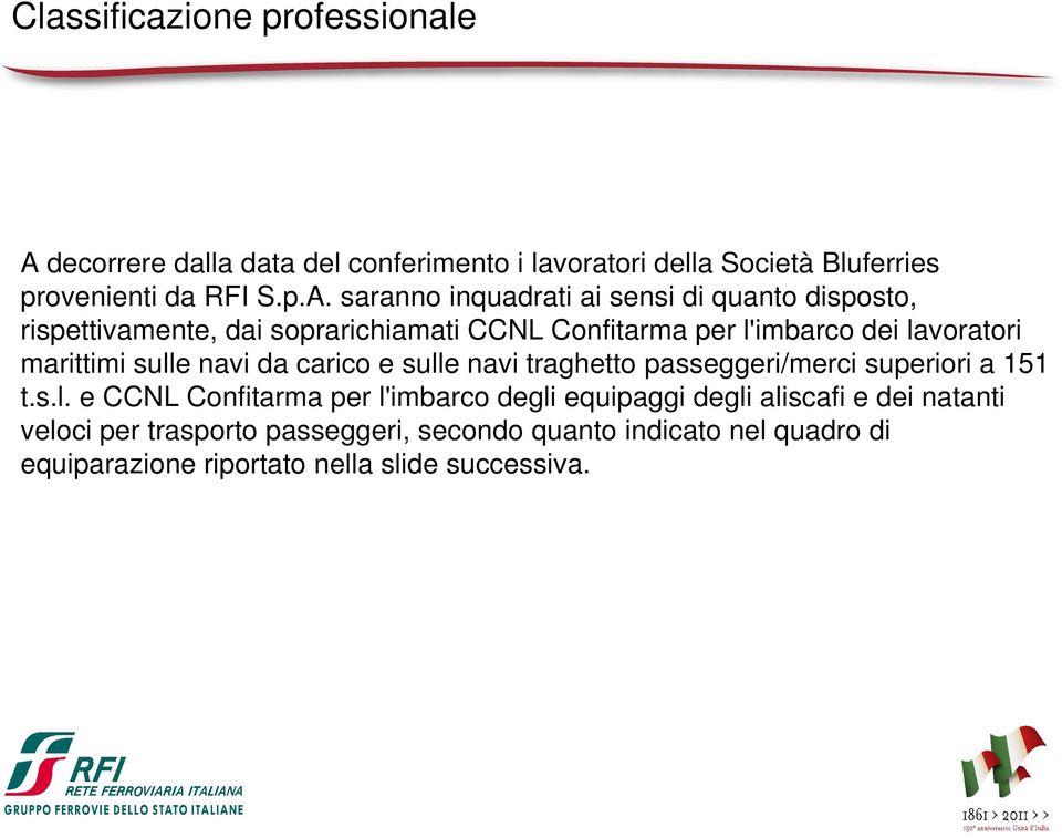 saranno inquadrati ai sensi di quanto disposto, rispettivamente, dai soprarichiamati CCNL Confitarma per l'imbarco dei lavoratori