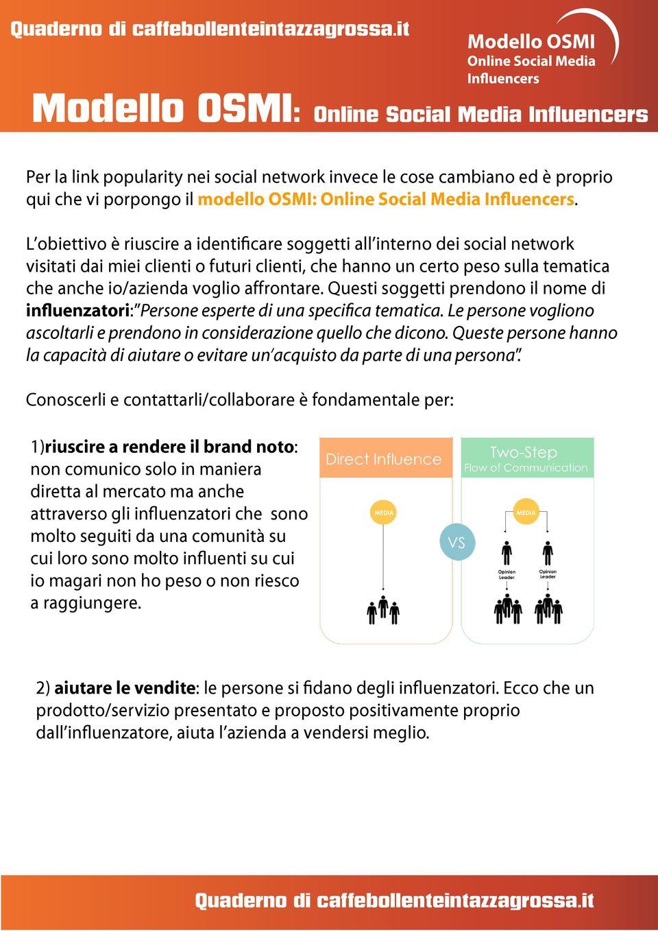 Questi soggetti prendono il nome di influenzatori: Persone esperte di una specifica tematica. Le persone vogliono ascoltarli e prendono in considerazione quello che dicono.