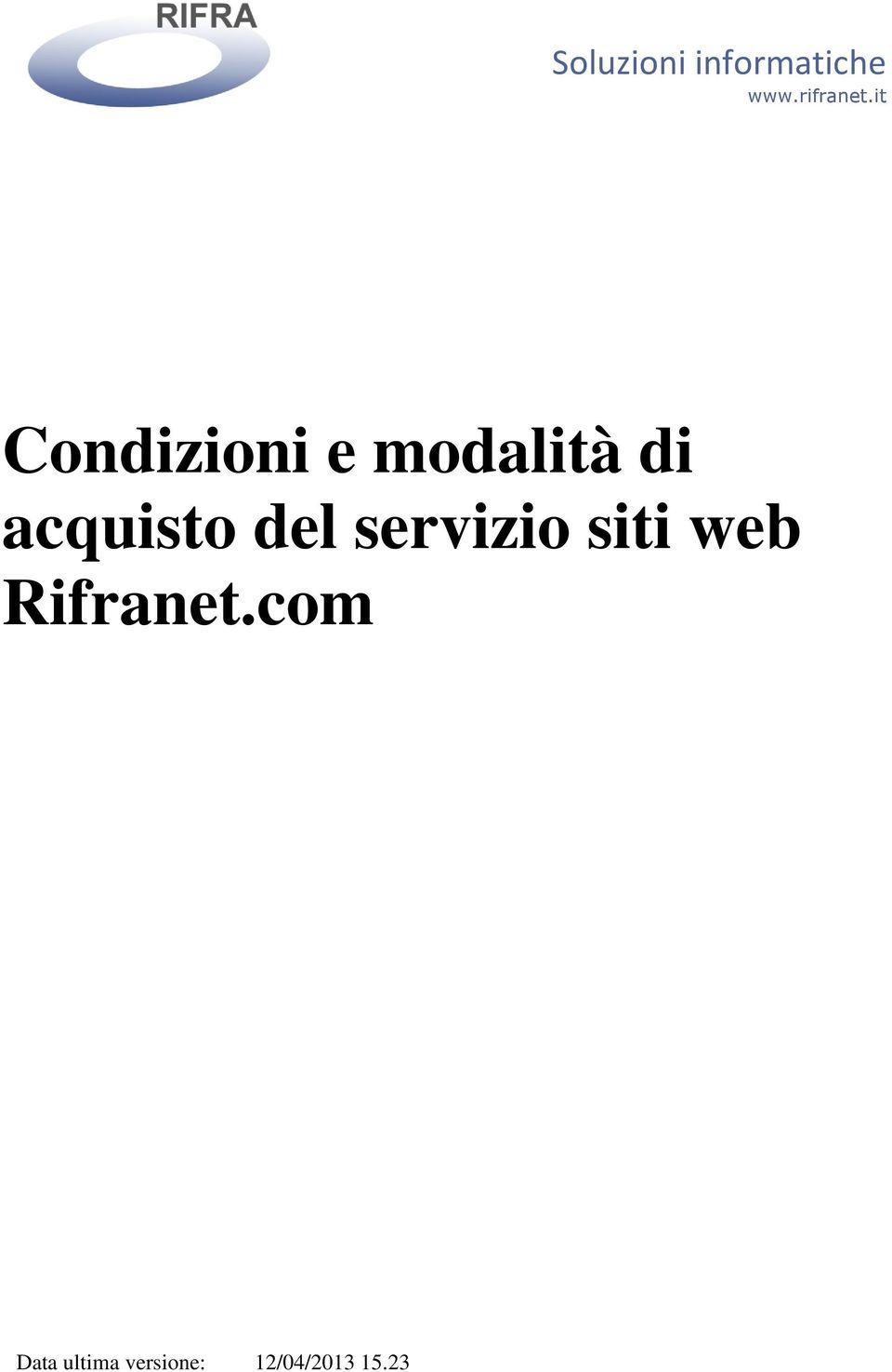 del servizio siti web Rifranet.