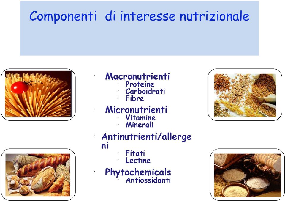 Minerali Antinutrienti/allerge ni Proteine