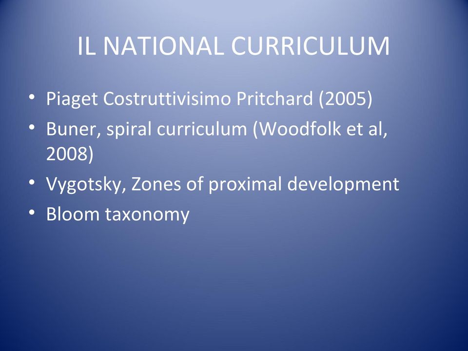 spiral curriculum (Woodfolk et al, 2008)