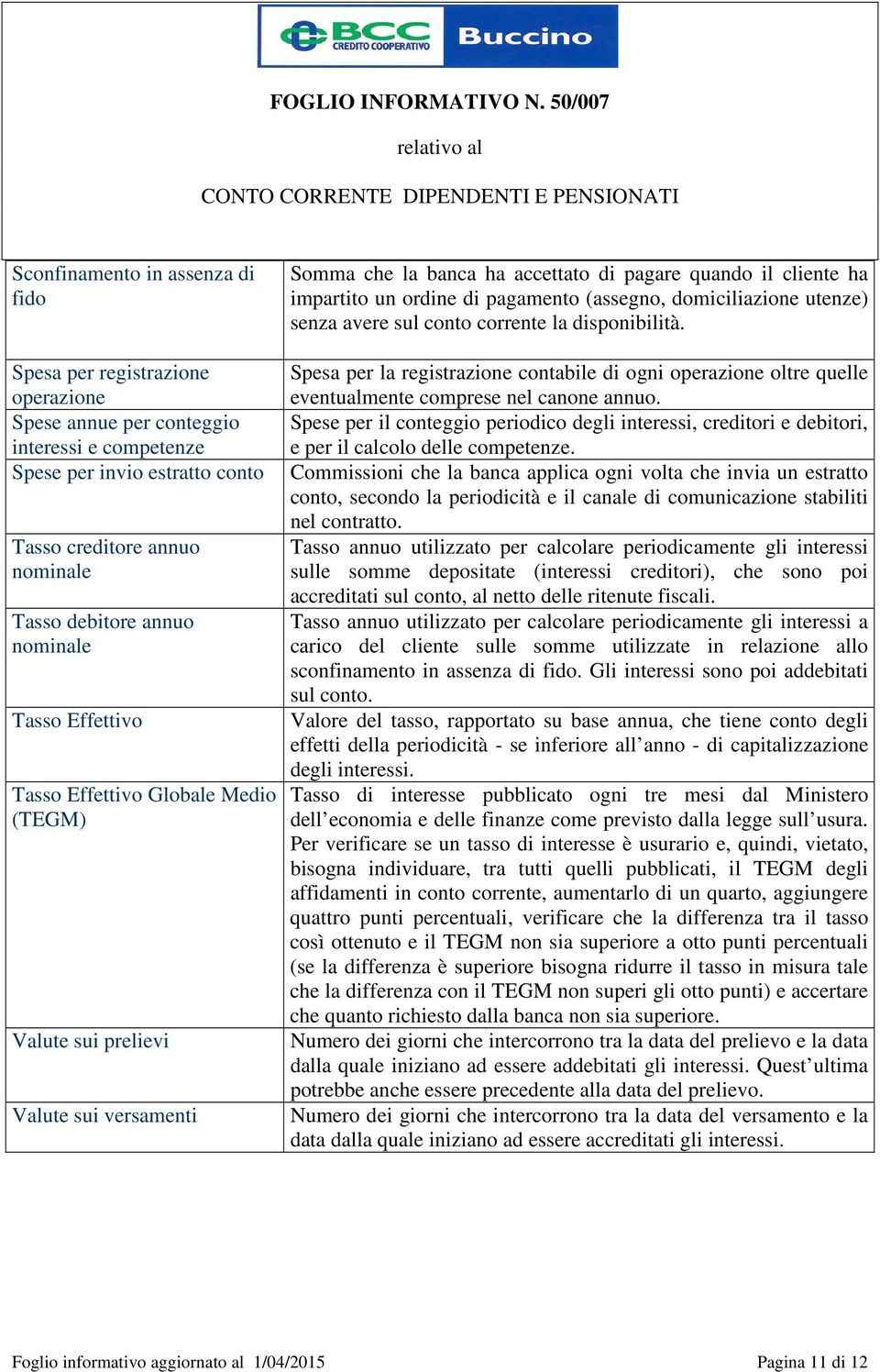 (assegno, domiciliazione utenze) senza avere sul conto corrente la disponibilità. Spesa per la registrazione contabile di ogni operazione oltre quelle eventualmente comprese nel canone annuo.