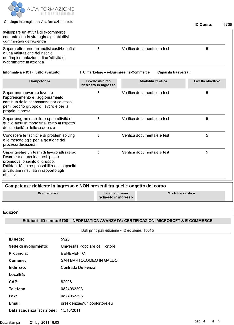 conoscenze per se stessi, per il proprio gruppo di lavoro e per la propria impresa Saper programmare le proprie attività e quelle altrui in modo finalizzato al rispetto delle priorità e delle