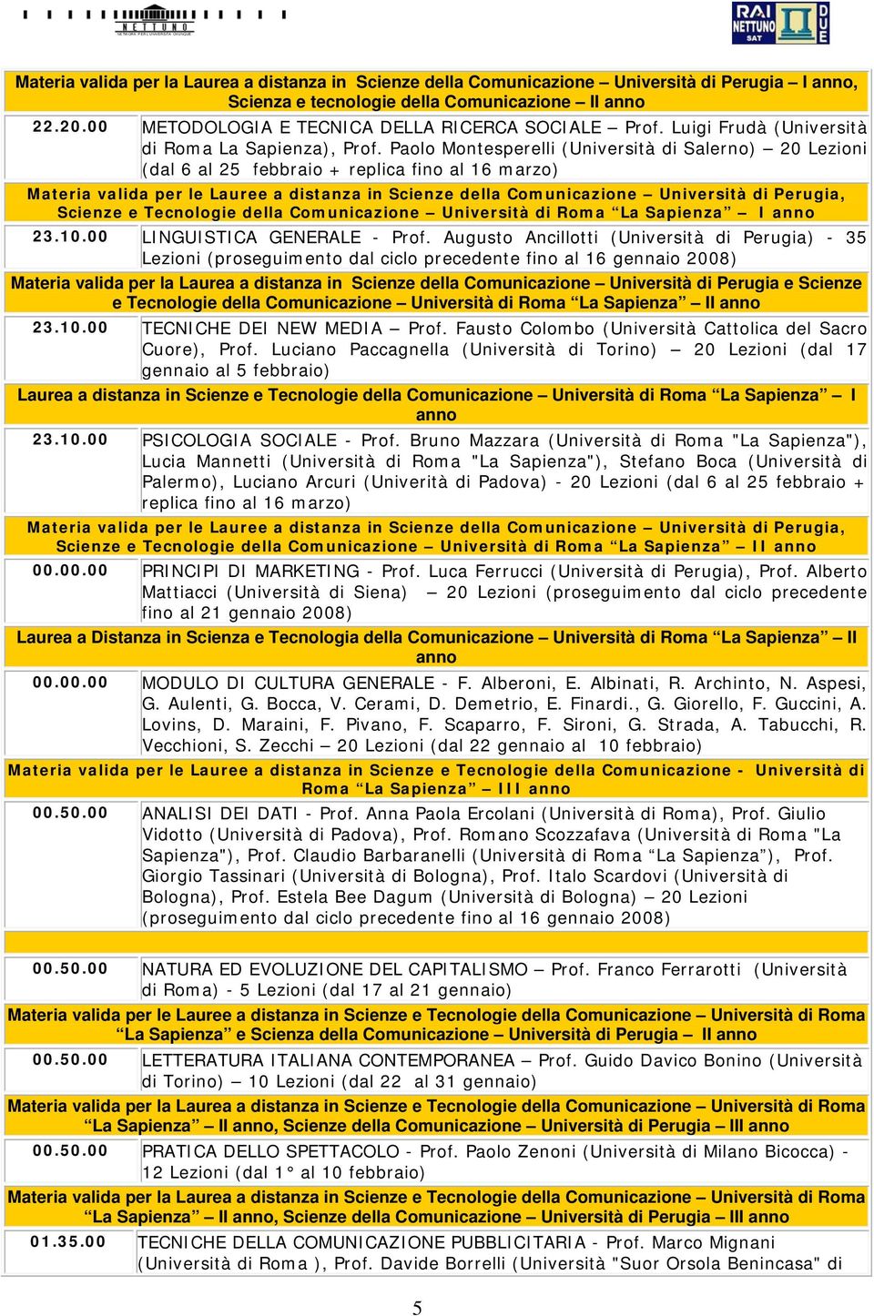 Paolo Montesperelli (Università di Salerno) 20 Lezioni (dal 6 al 25 febbraio + replica fino al 16 marzo) Materia valida per le Lauree a distanza in Scienze della Comunicazione Università di Perugia,