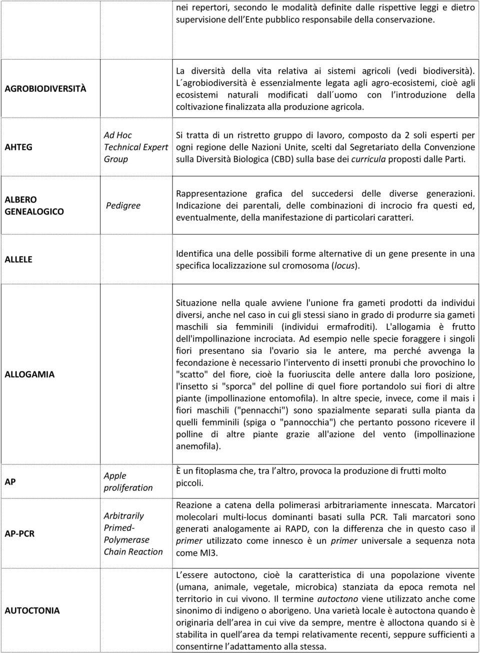 L agrobiodiversità è essenzialmente legata agli agro-ecosistemi, cioè agli ecosistemi naturali modificati dall uomo con l introduzione della coltivazione finalizzata alla produzione agricola.