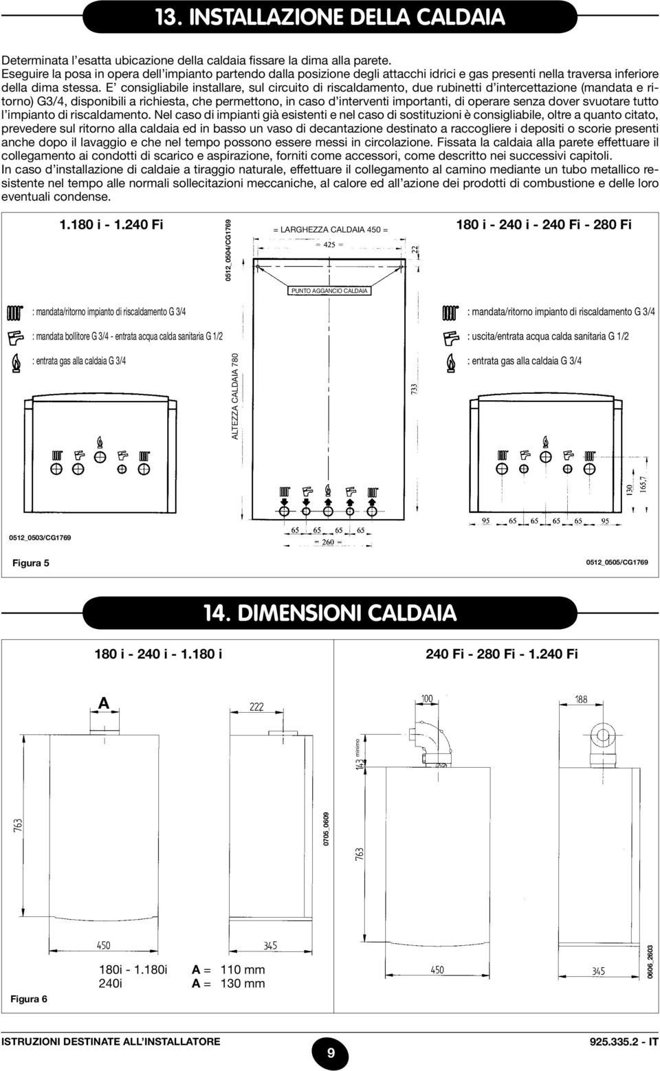 E consigliabile installare, sul circuito di riscaldamento, due rubinetti d intercettazione (mandata e ritorno) G3/4, disponibili a richiesta, che permettono, in caso d interventi importanti, di