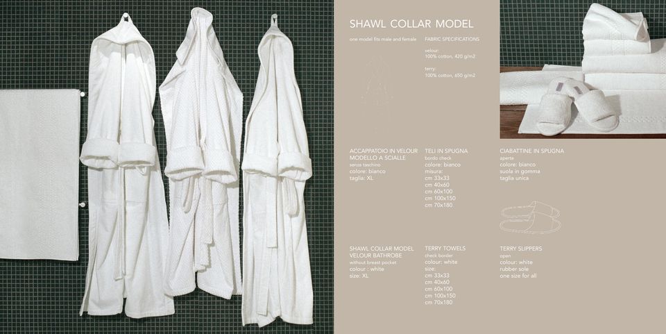 check misura: ciabattine IN SPUGNA aperte taglia unica shawl collar model VELOUR bathrobe without